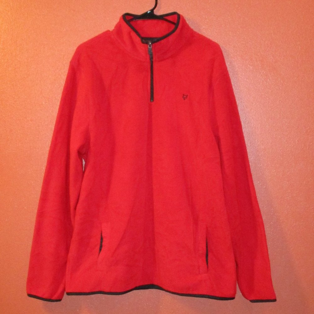 Prince Fox Sweater Men X Large Red Black Zip Front Long Sleeve Fleece Sweater